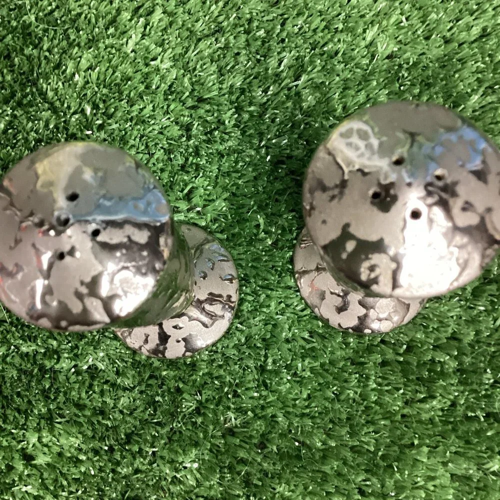 Vintage Salt Pepper Shakers Silver Two Tone Ceramic